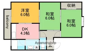 シャトー山陽【1階】の間取り