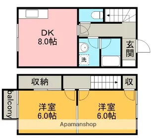 愛知県一宮市大和町妙興寺字仏供田【テラスハウス】の間取り