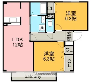 ヴォワール三和【2階】の間取り