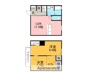愛知県一宮市浅井町西海戸字東屋敷【テラスハウス】の間取り