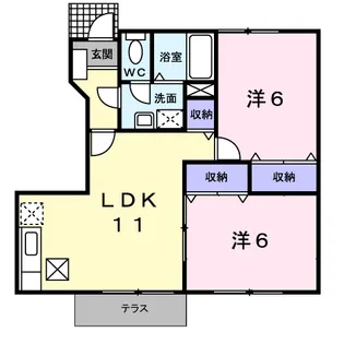 コスモスクェアB【1階】の間取り
