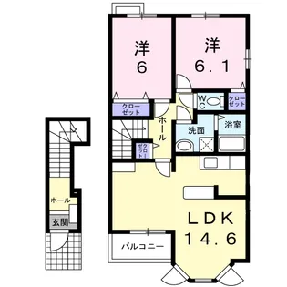 ベルソレイユⅠ【2階】の間取り