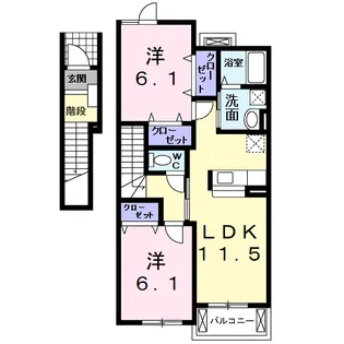ユーベル B【2階】の間取り