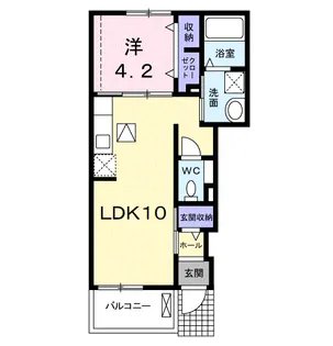 フラン カーサ 木曽川B【1階】の間取り
