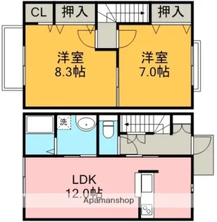愛知県一宮市北方町北方字北辰已前【テラスハウス】の間取り