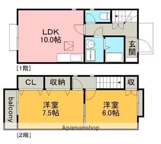 愛知県一宮市千秋町加納馬場字郷内【テラスハウス】の間取り