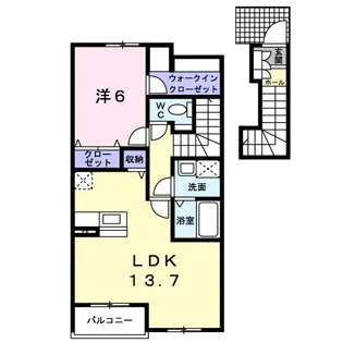 フレスクーラーB【2階】の間取り