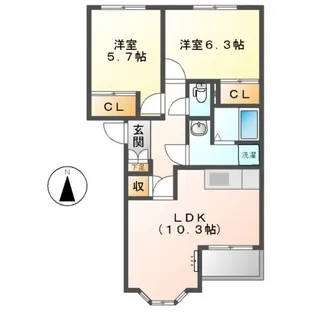 カーザ 浅野【205号室】の間取り
