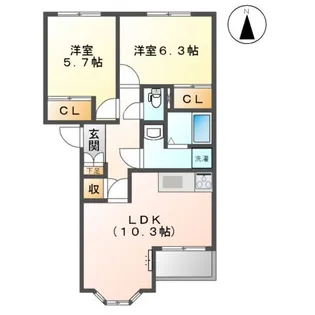 カーザ 浅野【2階】の間取り
