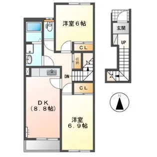 ハイツ樹々Ⅰ【2階】の間取り