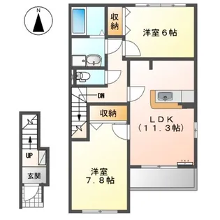 ハイツ樹々PLUSⅡ【2階】の間取り