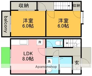 愛知県一宮市大和町妙興寺字三十八社前【テラスハウス】の間取り