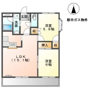 グランドールB【1階】の間取り