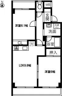 神ノ木ハイツ【3階】の間取り