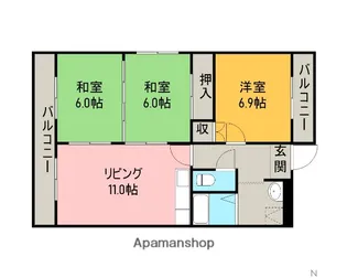 エクセレント悦【4階】の間取り