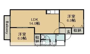 プレジールたちばな【2階】の間取り