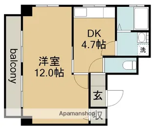 1DKの間取り画像