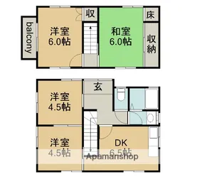 六反農河合様借家【2階】の間取り
