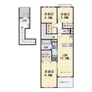 リベルテ野口Ⅰ【2階】の間取り