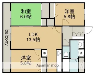 モアグレース下川田【2階】の間取り