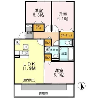 ロイヤルガーデン なでしこ館 D【1階】の間取り