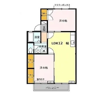 セジュール若宮 B【2階】の間取り