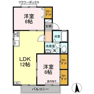 セジュールスギモト B【2階】の間取り