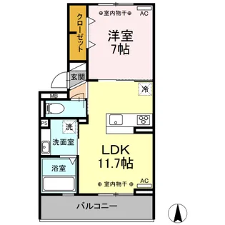 DーROOM新木曽川 A【3階】の間取り