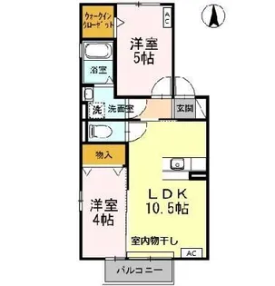 ハイム西五城III【2階】の間取り