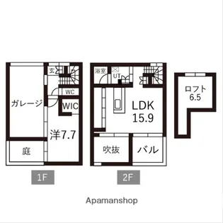 愛知県一宮市印田通2丁目【テラスハウス】の間取り