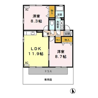 フローラティA・B A【1階】の間取り