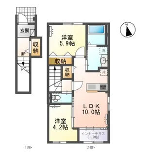 小信中島郷西新築アパート【2階】の間取り
