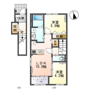 小信中島郷西新築アパート【2階】の間取り