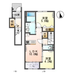 小信中島郷西新築アパート【2階】の間取り