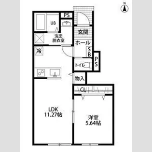 リーブルファイン小信中島【105号室】の間取り