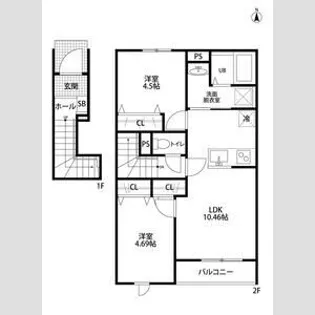 リーブルファイン小信中島【204号室】の間取り