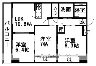 愛知県一宮市木曽川町黒田字城東【マンション】の間取り