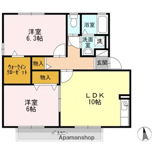 シンカンベ・ムジューB【2階】の間取り