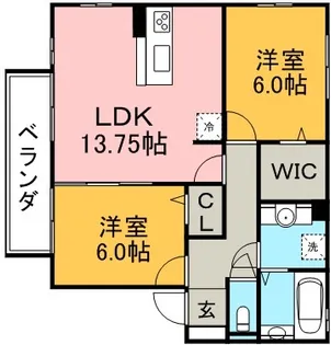 アムール丹陽【1階】の間取り