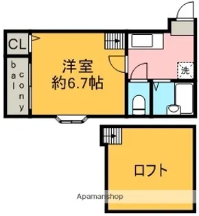 愛知県名古屋市北区志賀町1丁目【アパート】の間取り
