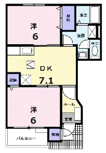 メゾンドコリーヌB【1階】の間取り
