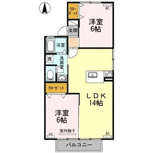 Kita壱番館 A棟【2階】の間取り