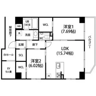 GRAN DUKE黒川【10階】の間取り