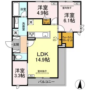 オークグレイス【301号室】の間取り