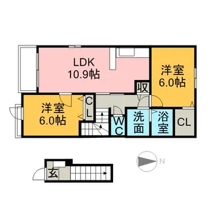シャンダムール【2階】の間取り