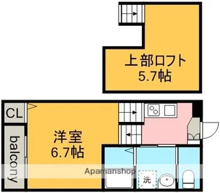 愛知県名古屋市北区下飯田町1丁目【アパート】の間取り