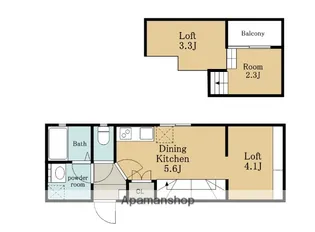 1DKの間取り画像