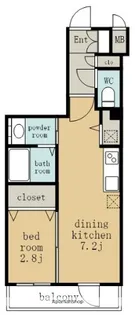 1DKの間取り画像