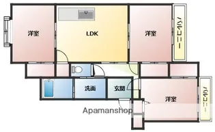 サンフラワーAハイツ【4階】の間取り