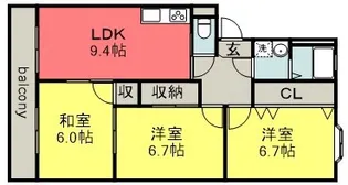 プリミエール岩野Ⅱ【4階】の間取り